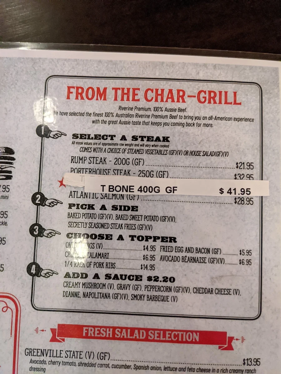 Menu, Lone Star Rib House Toowoomba