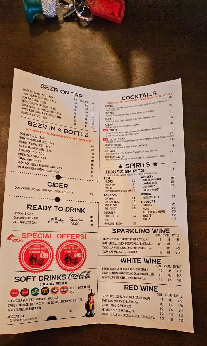 Menu, Lone Star Rib House Toowoomba
