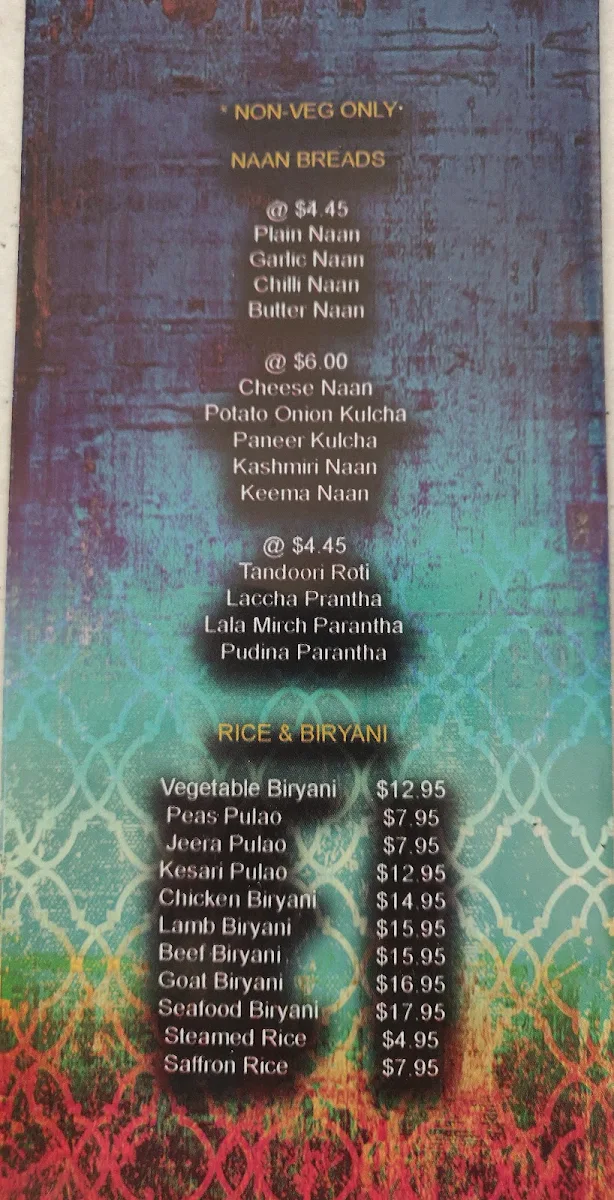 Menu, Curries @ BLVD