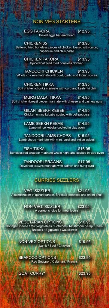 Menu, Curries @ BLVD