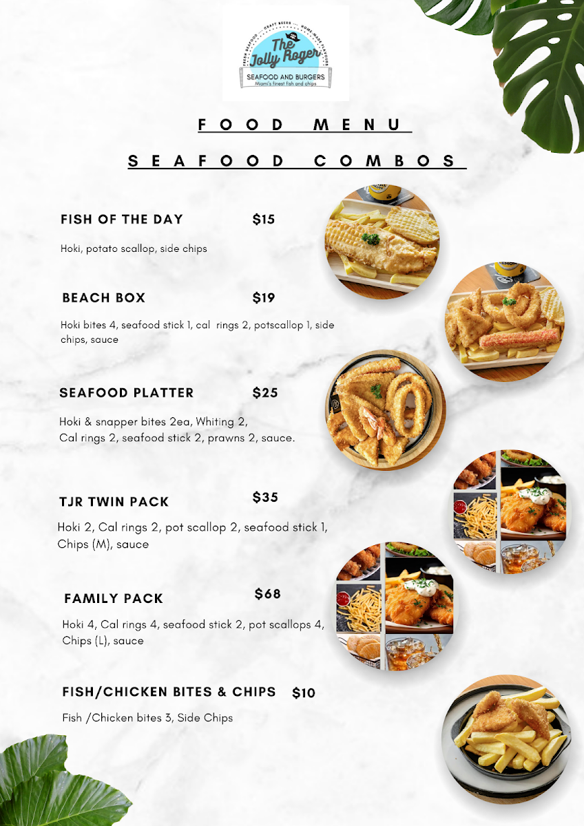 Menu, The Jolly Roger Seafood and Burgers