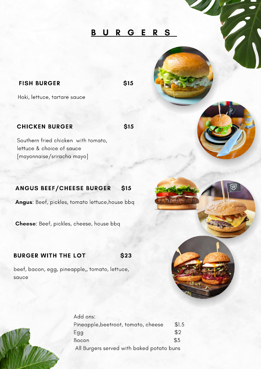 Menu, The Jolly Roger Seafood and Burgers