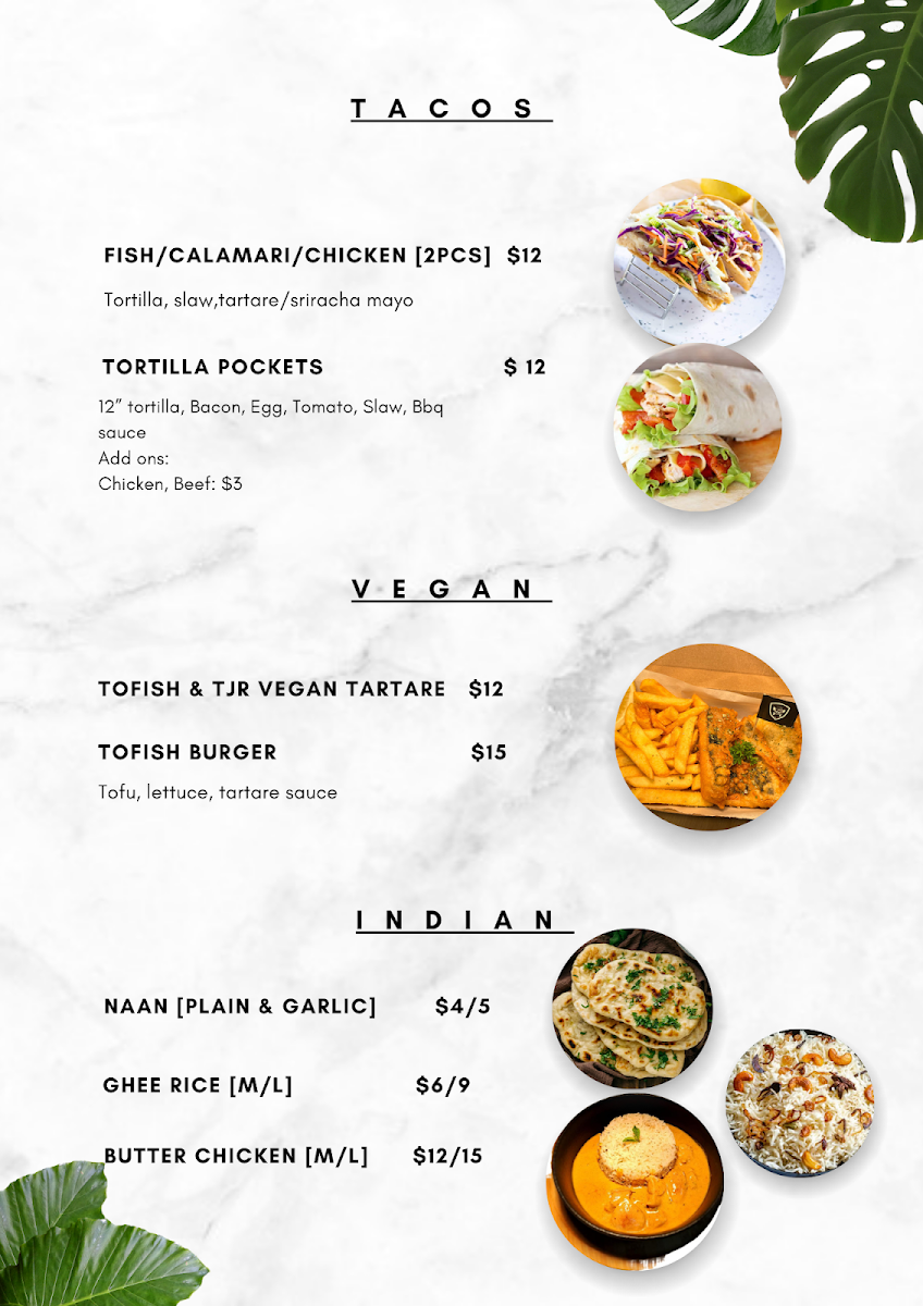 Menu, The Jolly Roger Seafood and Burgers