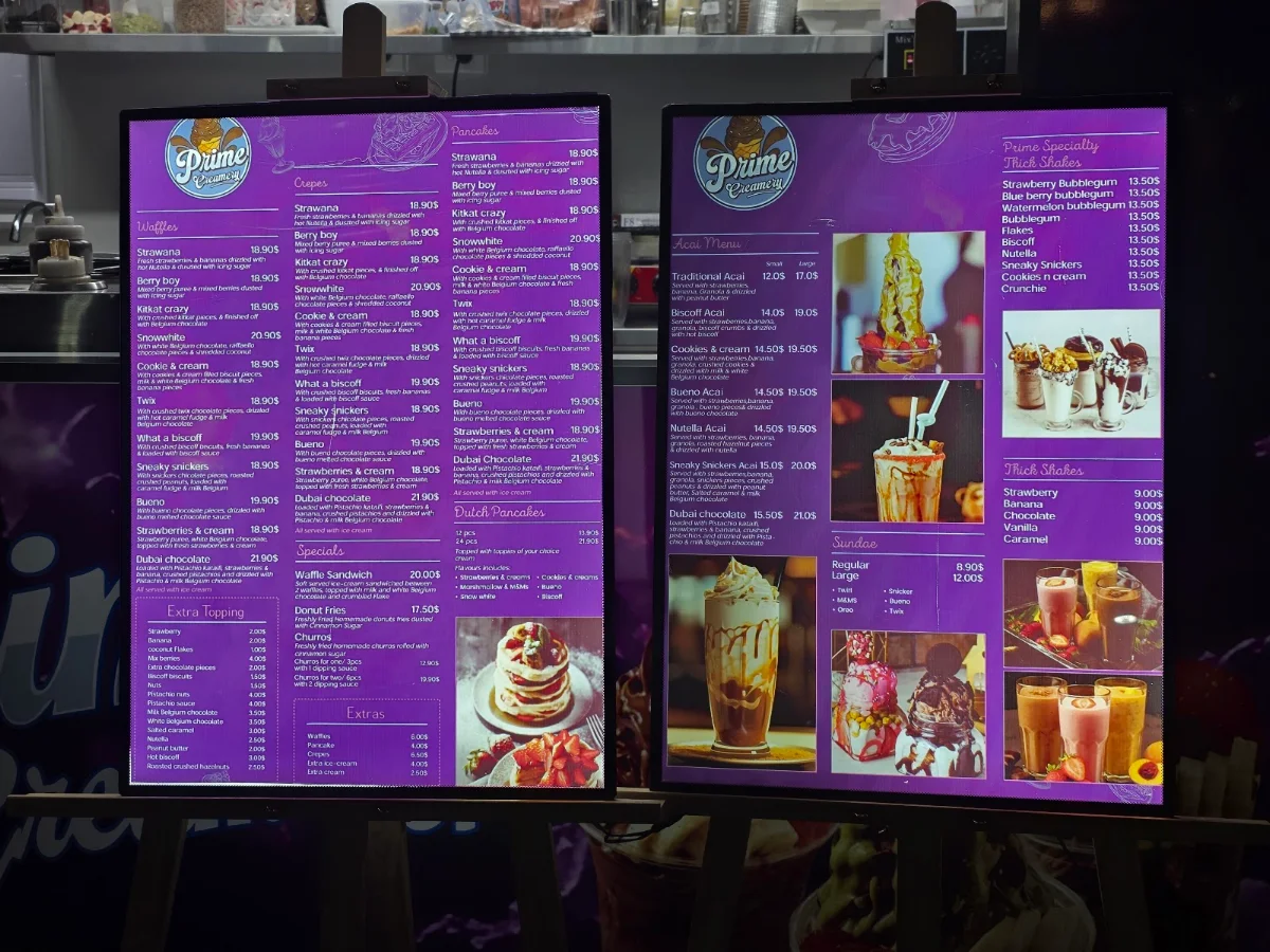 Menu, Prime Burger Co