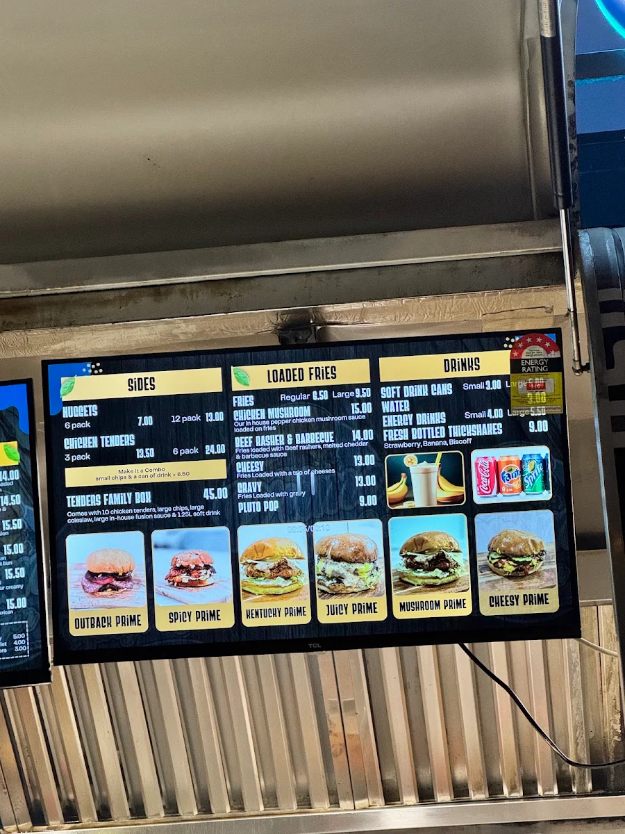 Menu, Prime Burger Co