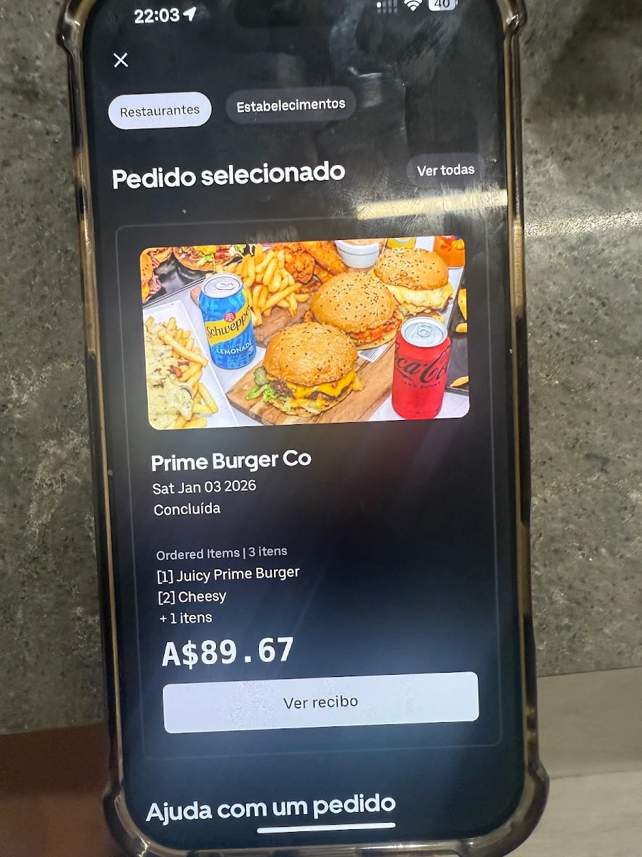 Menu, Prime Burger Co