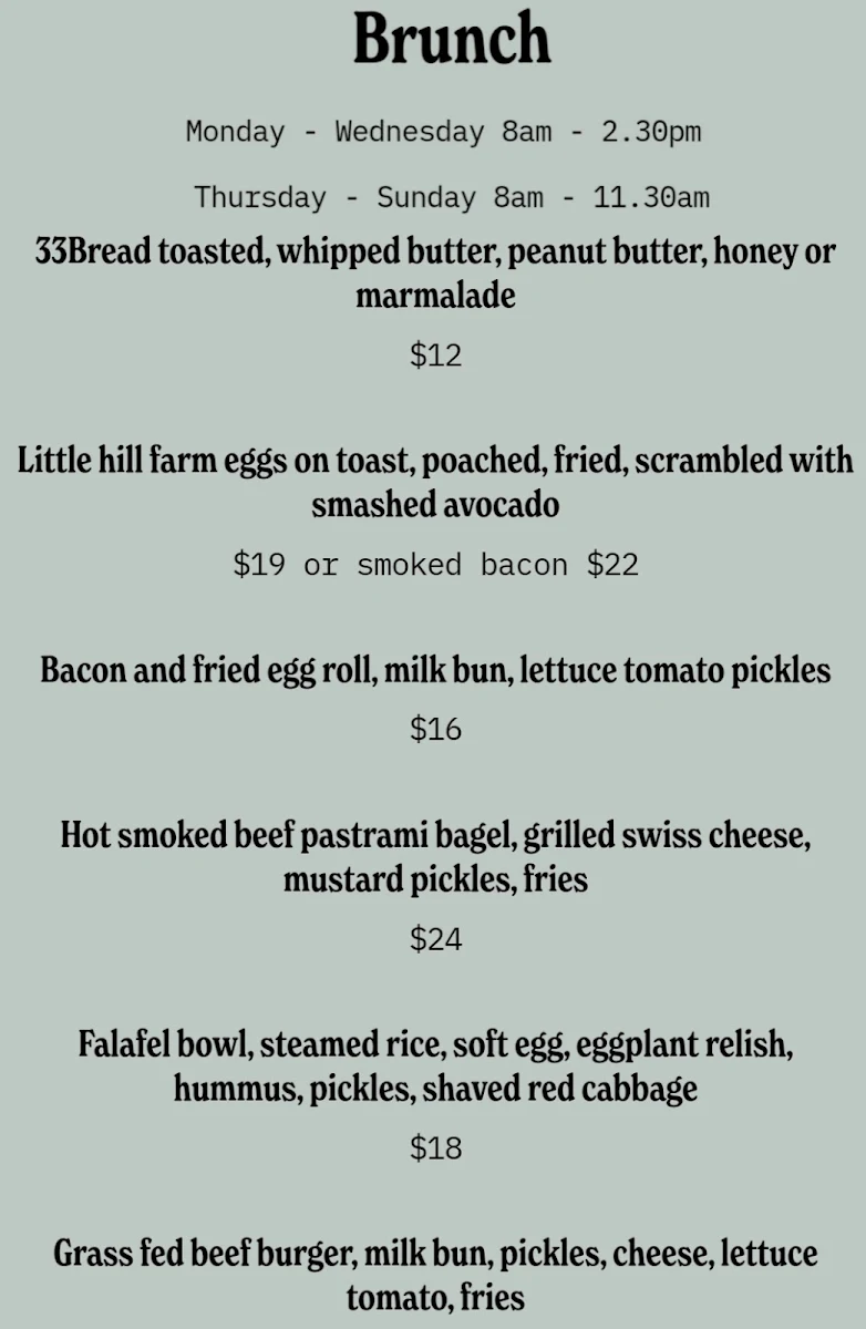 Menu, Trading Post Laguna