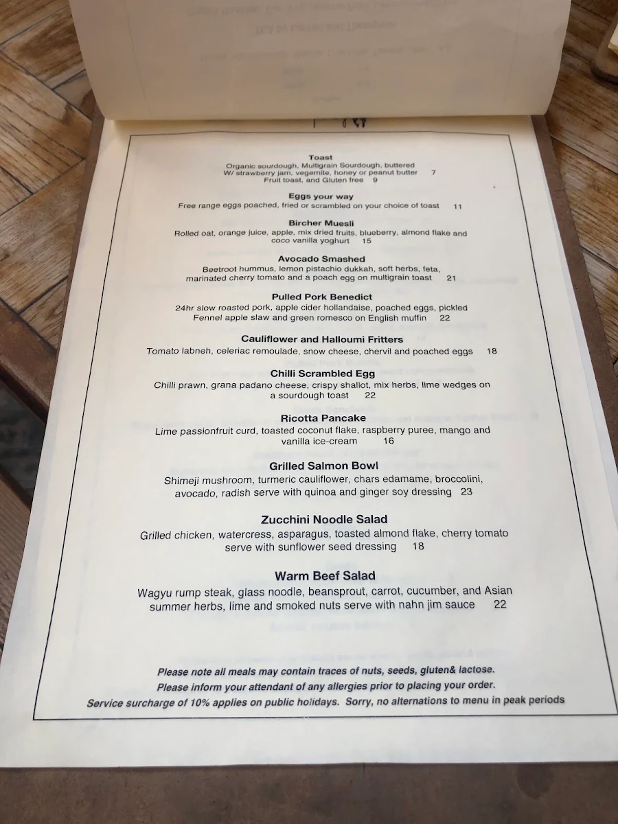 Menu, Snow Pony Cafe