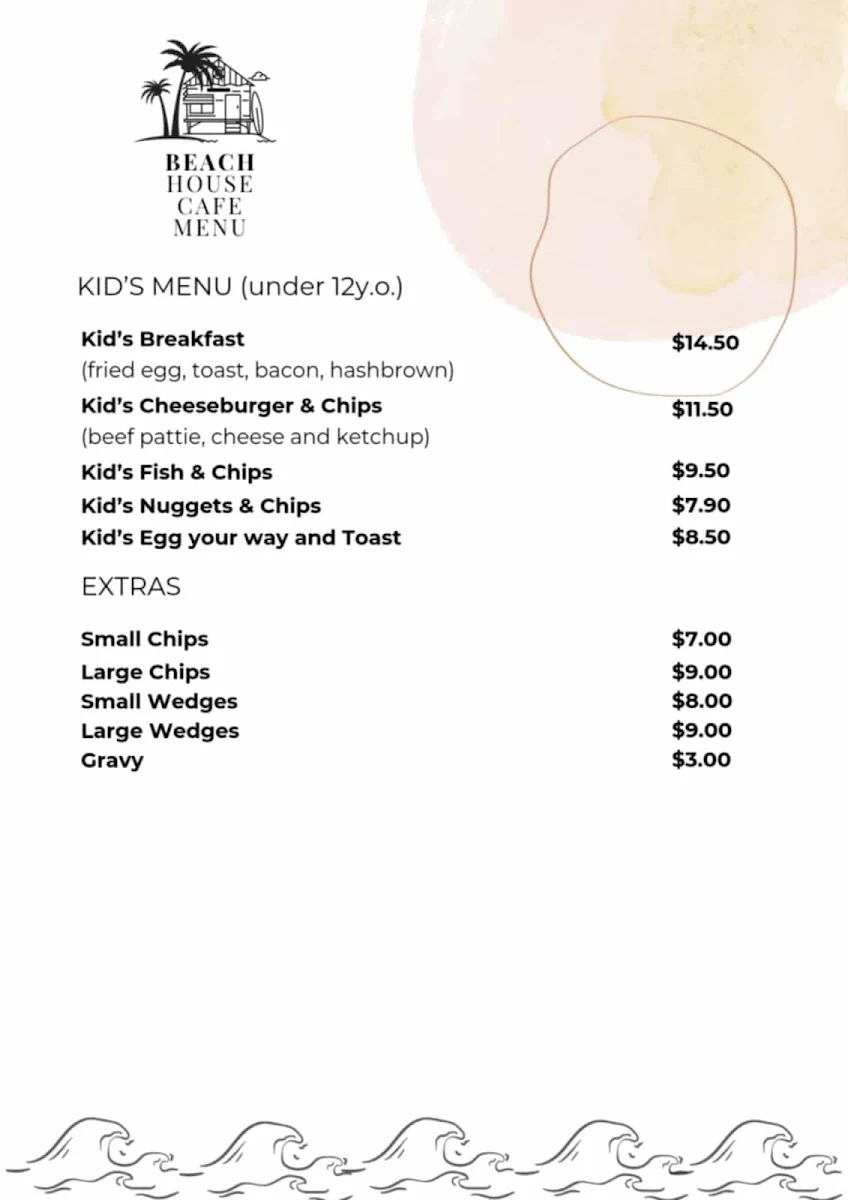 Menu, The Beach House Café