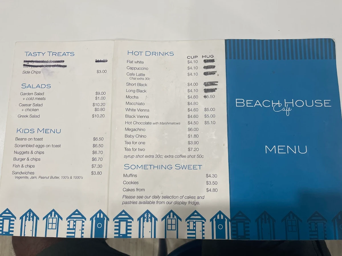 Menu, The Beach House Café