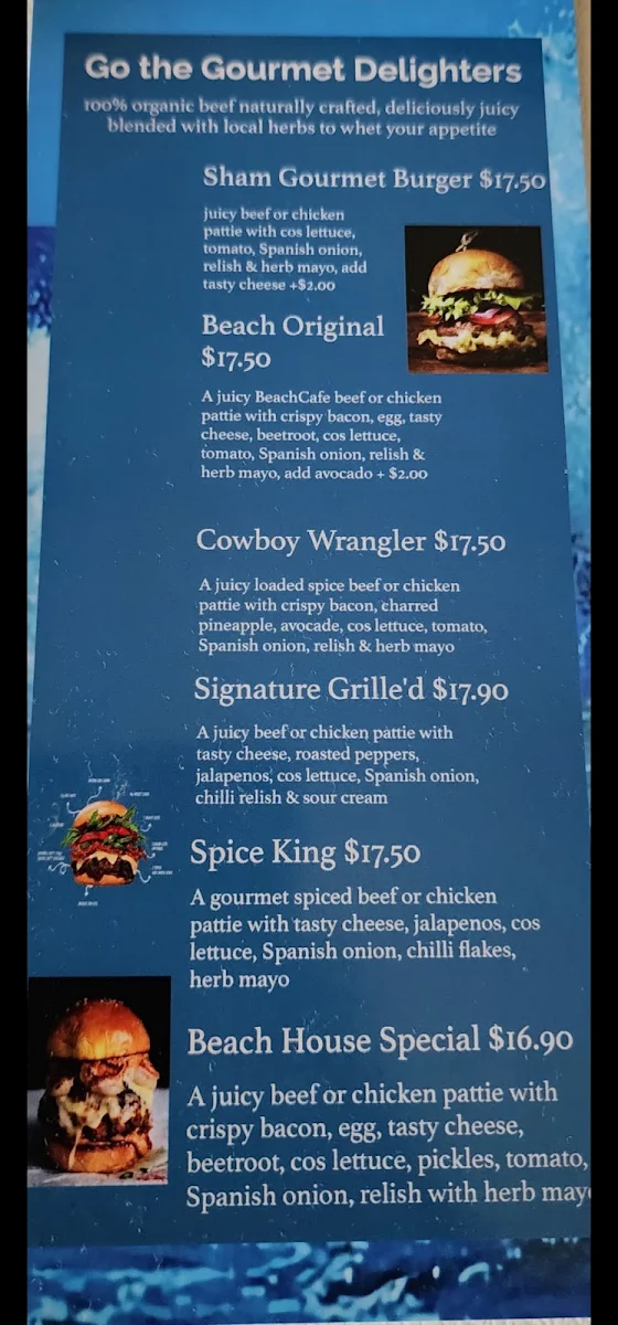 Menu, The Beach House Café