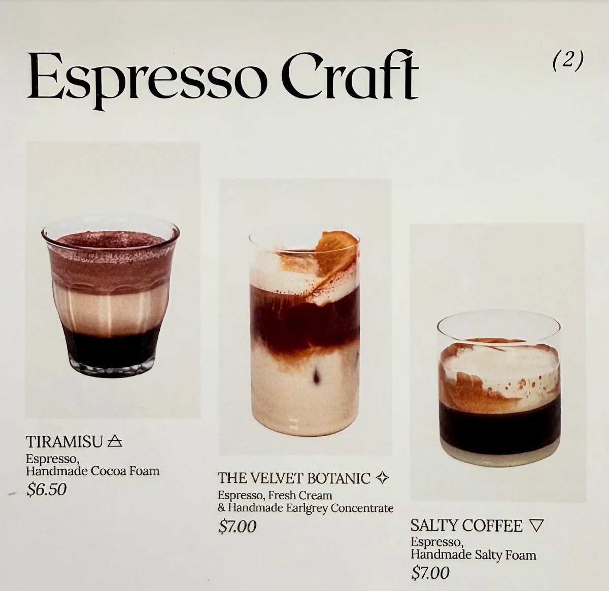Menu, Goata Coffee