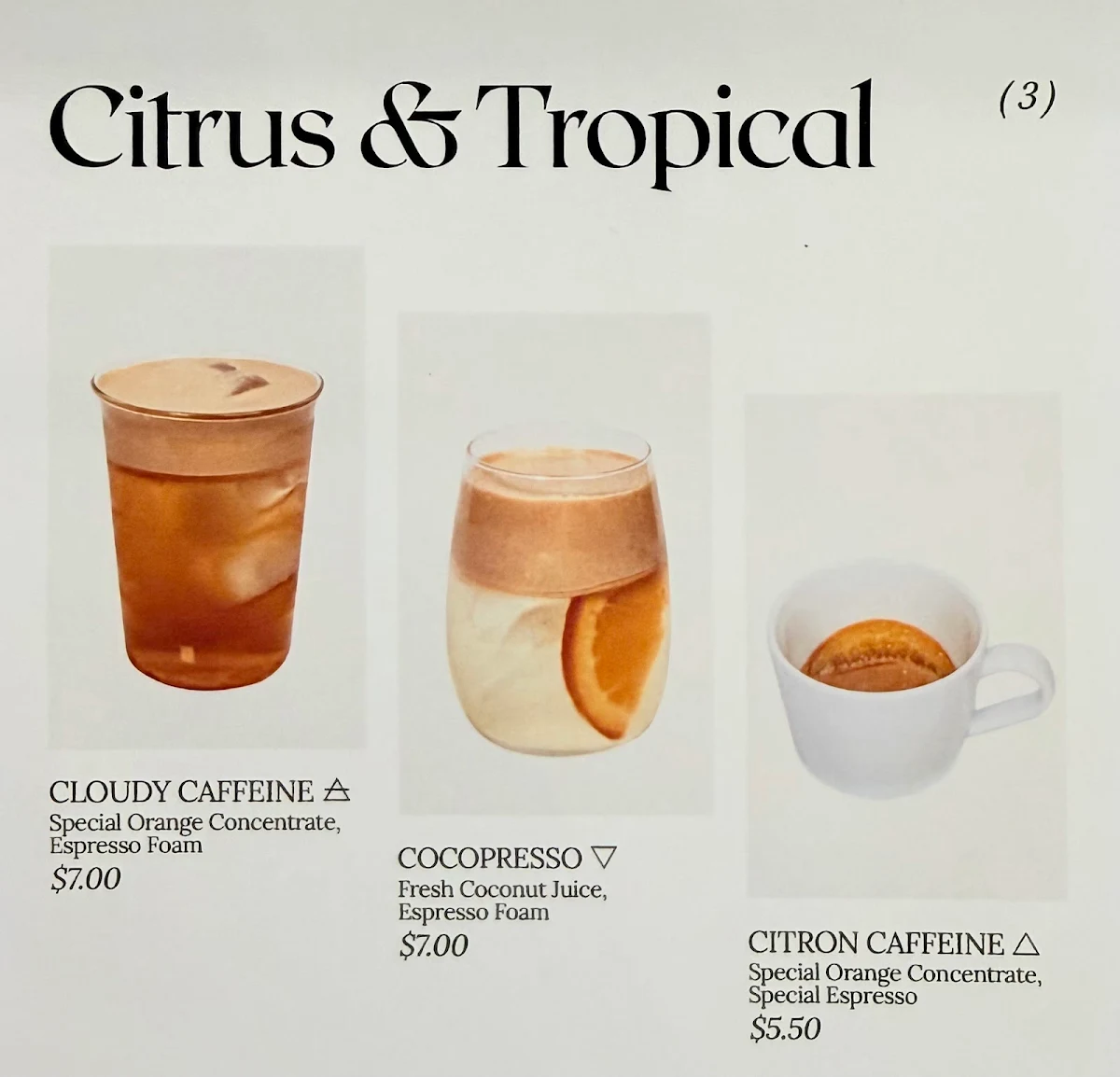 Menu, Goata Coffee
