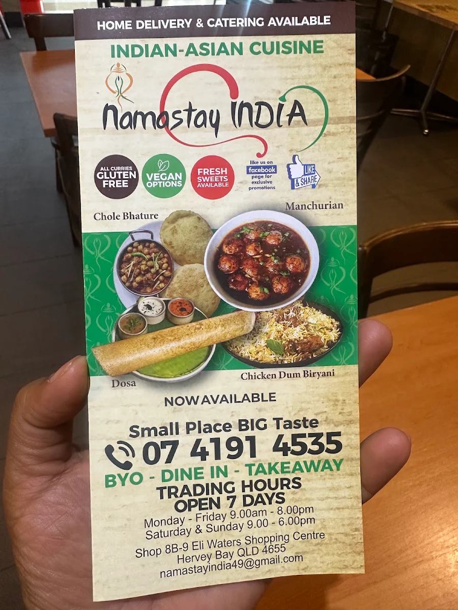 Menu, Namastay India
