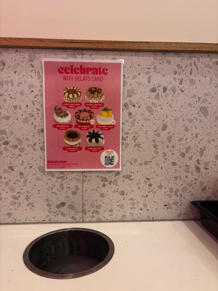 Menu, Gelatissimo Broadbeach