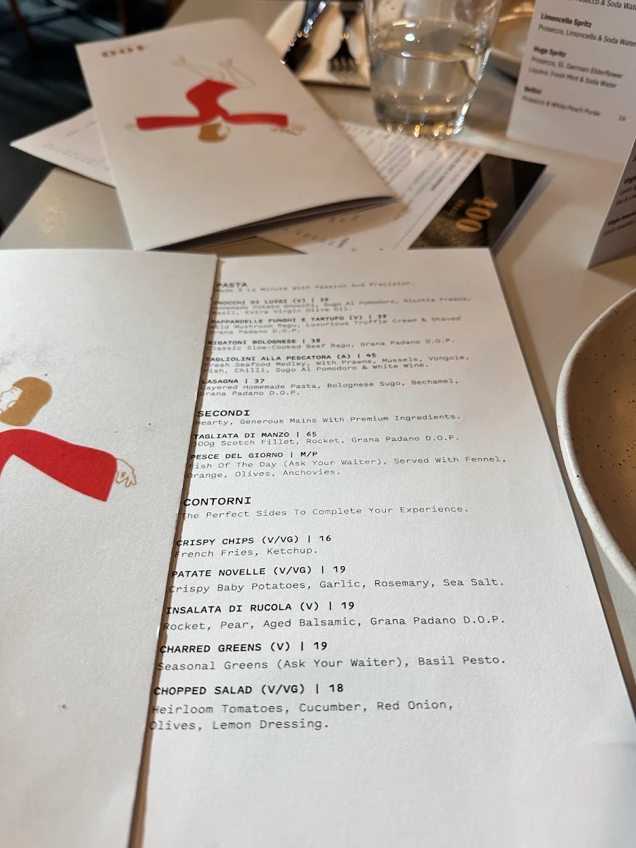 Menu, 400 Gradi Eastland
