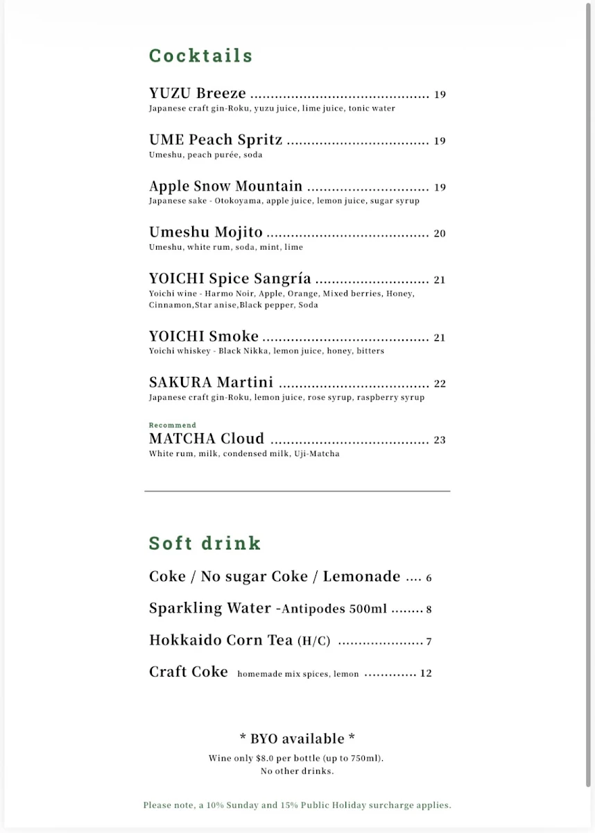 Menu, Ramen Bar Ten and Sen