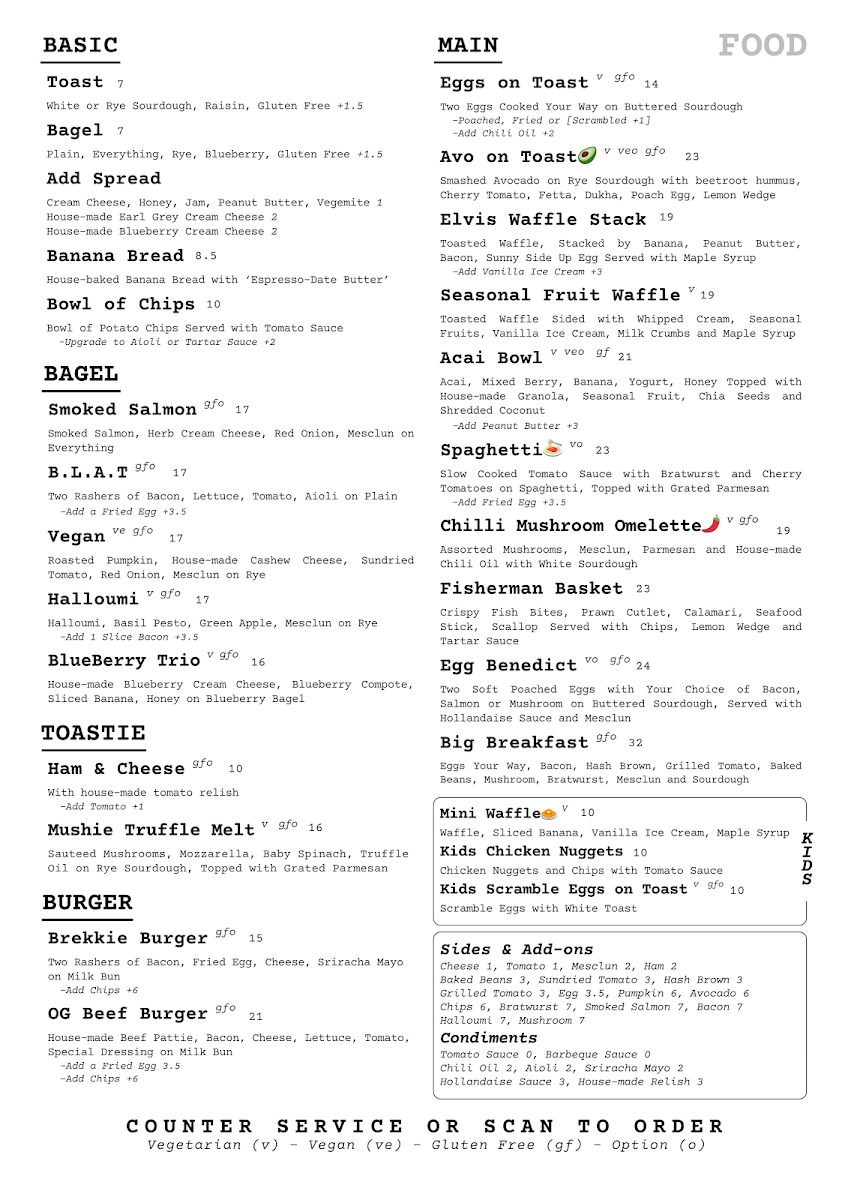Menu, Coffee Note