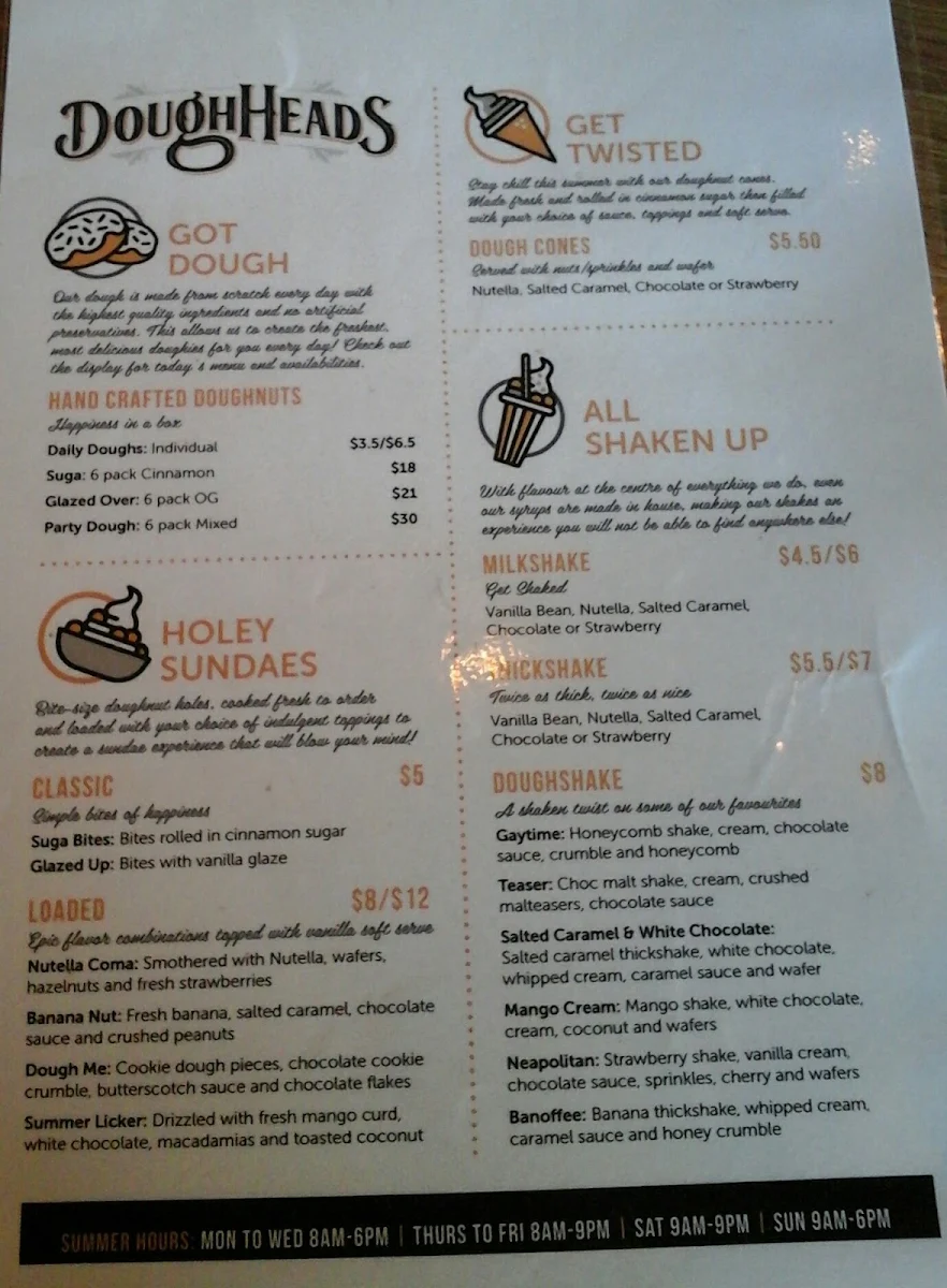 Menu, DoughHeads