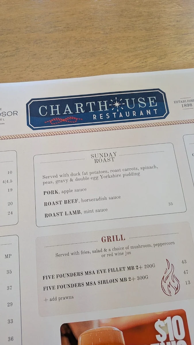 Menu, The Windsor Hotel
