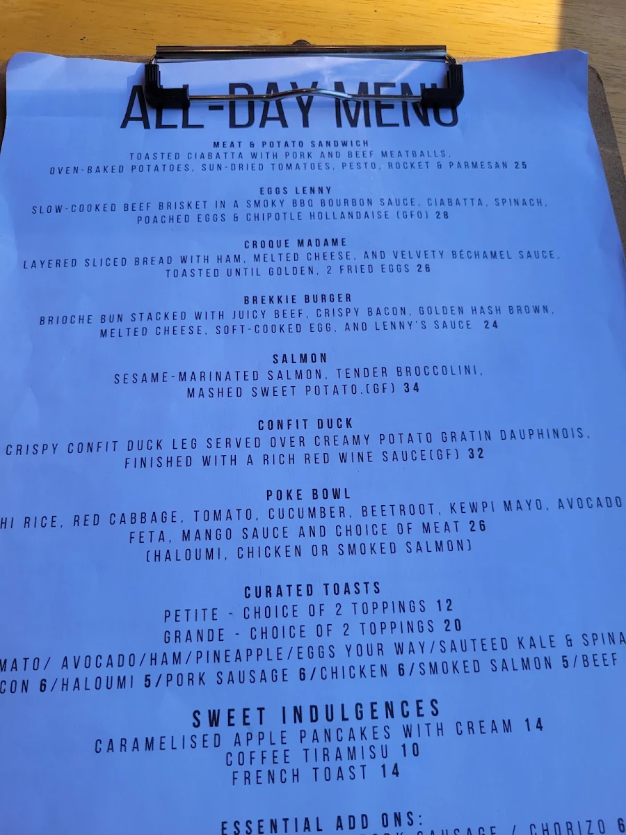 Menu, Lenny St.