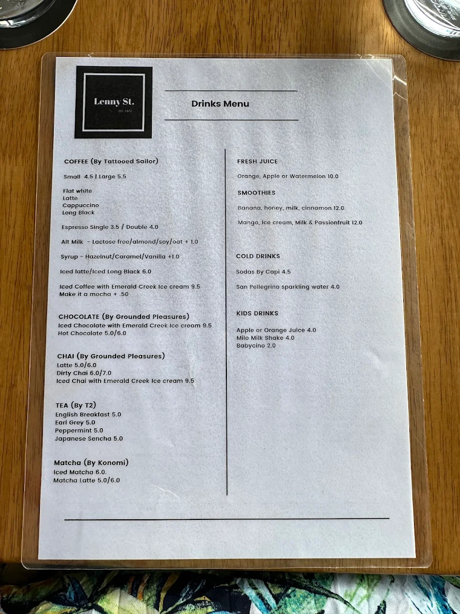 Menu, Lenny St.
