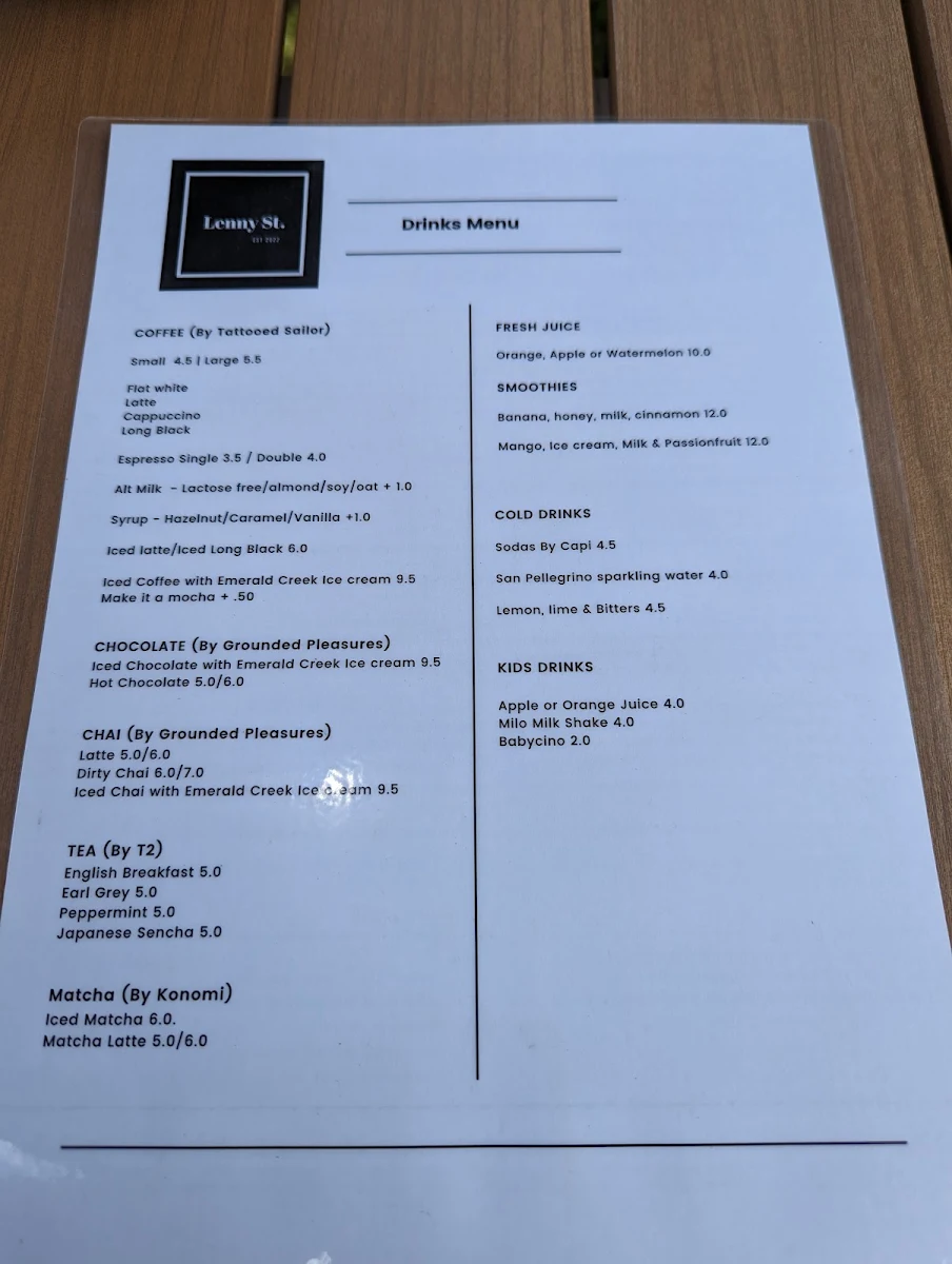 Menu, Lenny St.