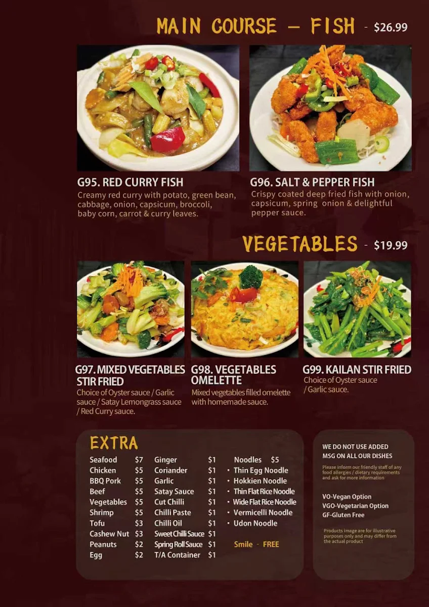 Menu, NIC'S PALACE