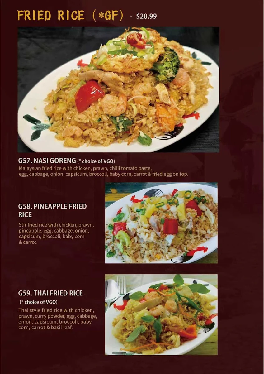 Menu, NIC'S PALACE