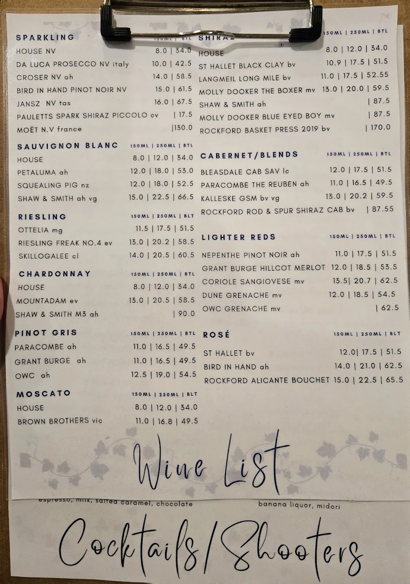 Menu, The Astor Hotel