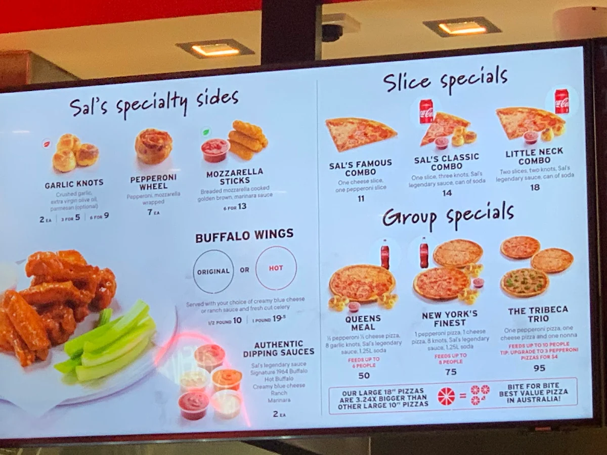 Menu, Sal's Authentic New York Pizza - Richmond