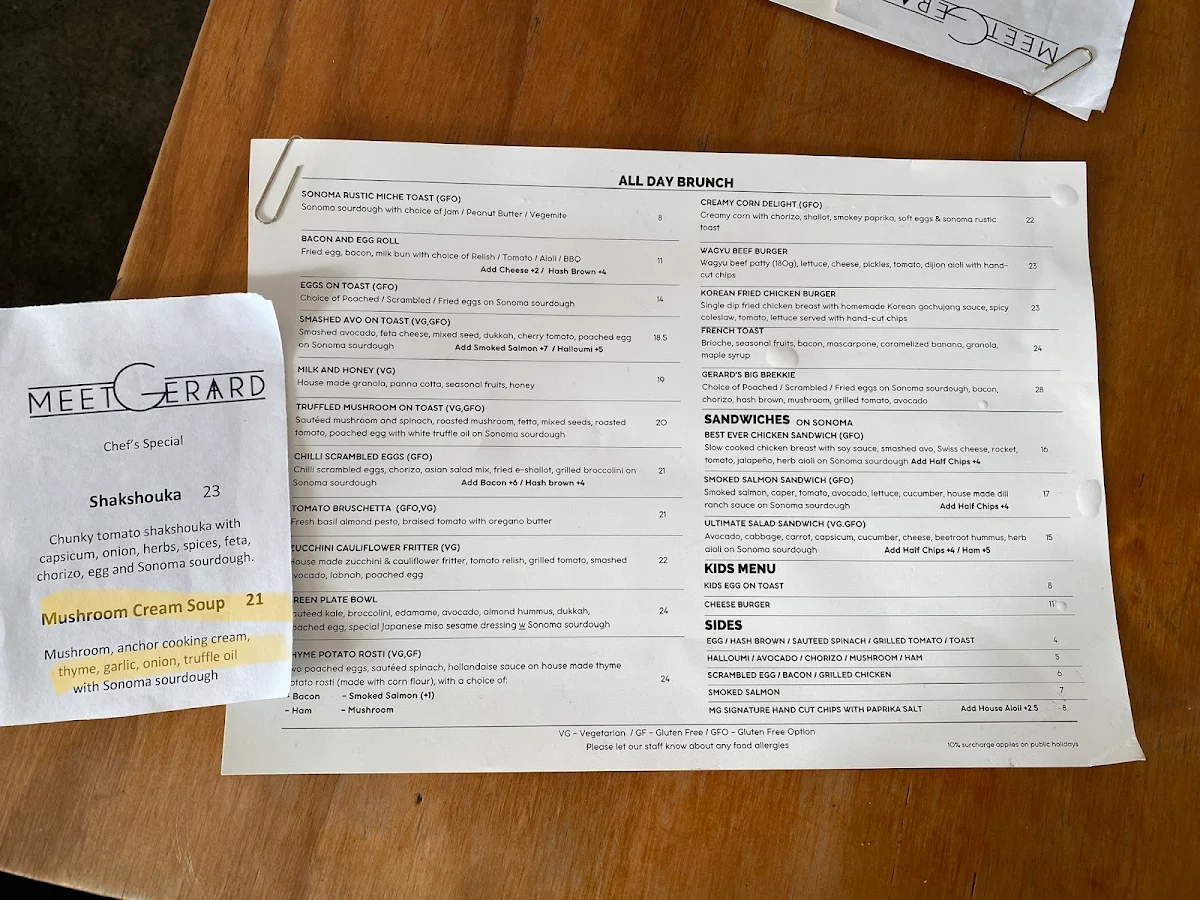 Menu, Meet Gerard