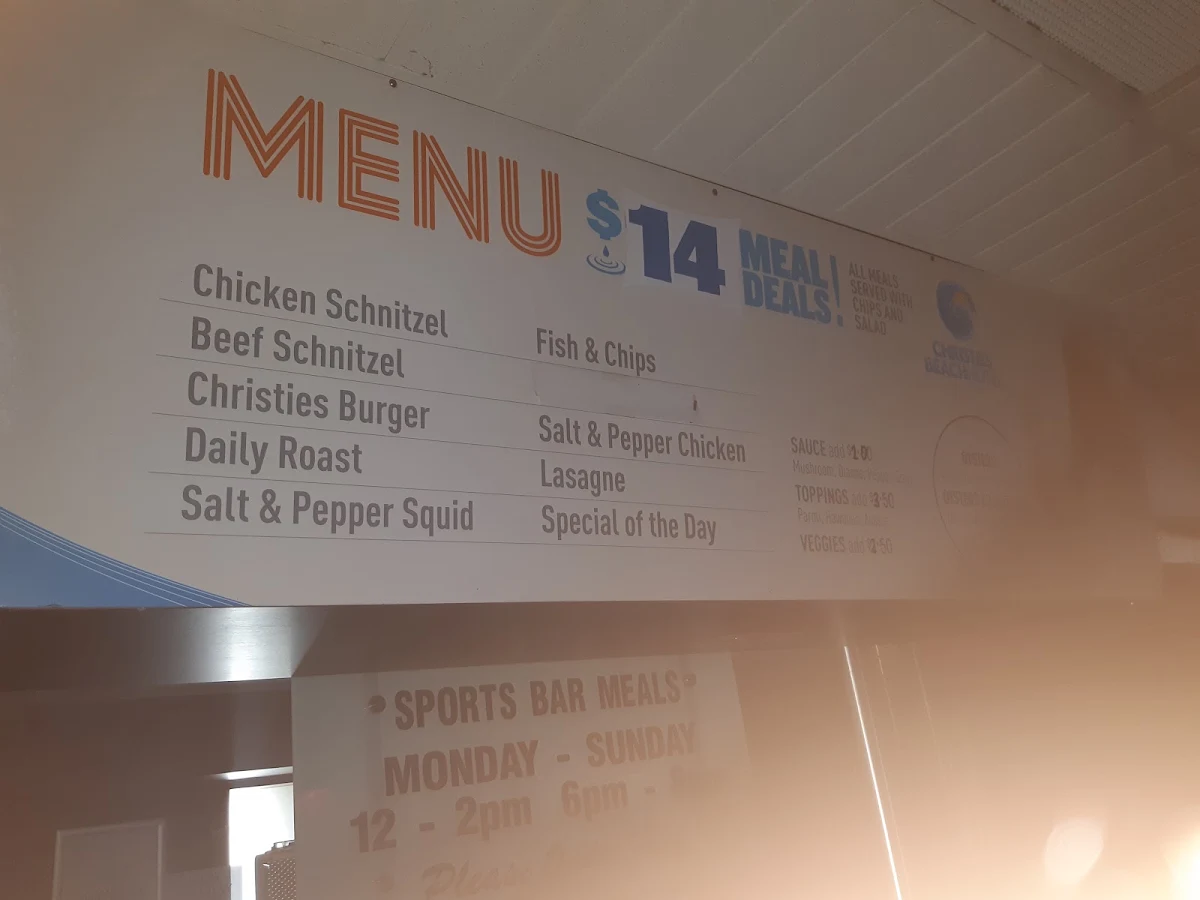 Menu, Christies Beach Hotel