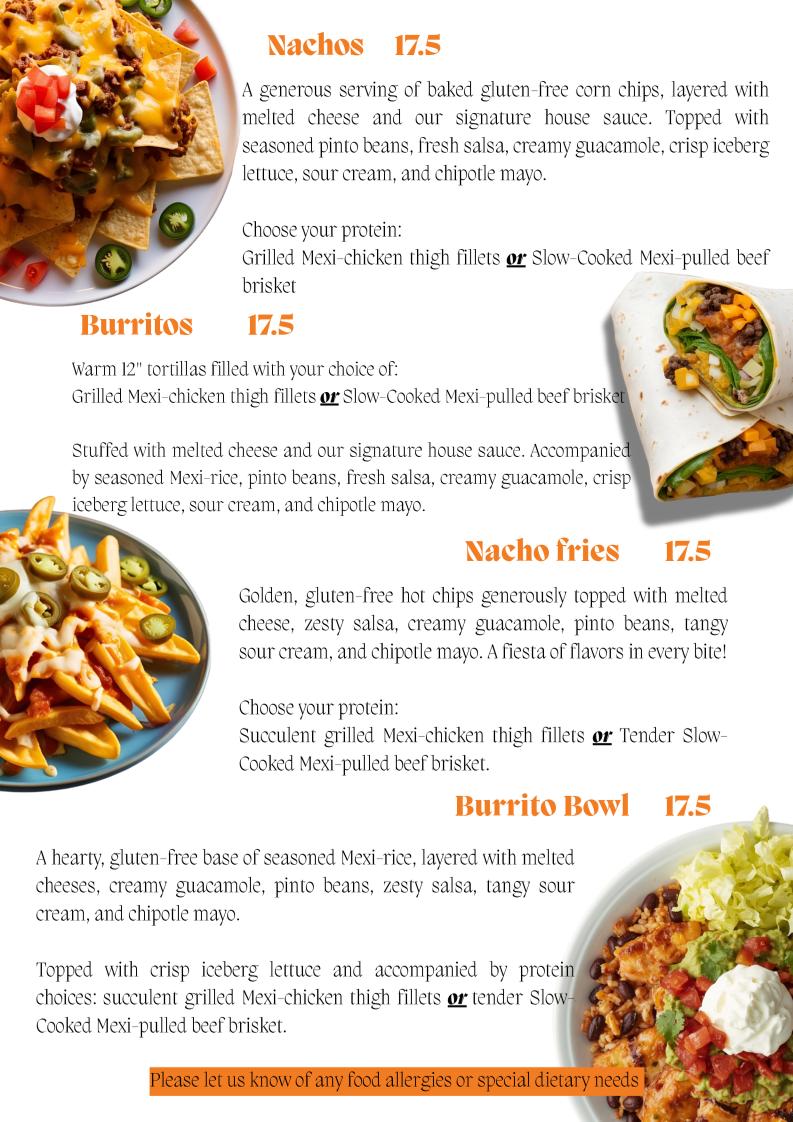 Menu, Lava Zava Tuggerah