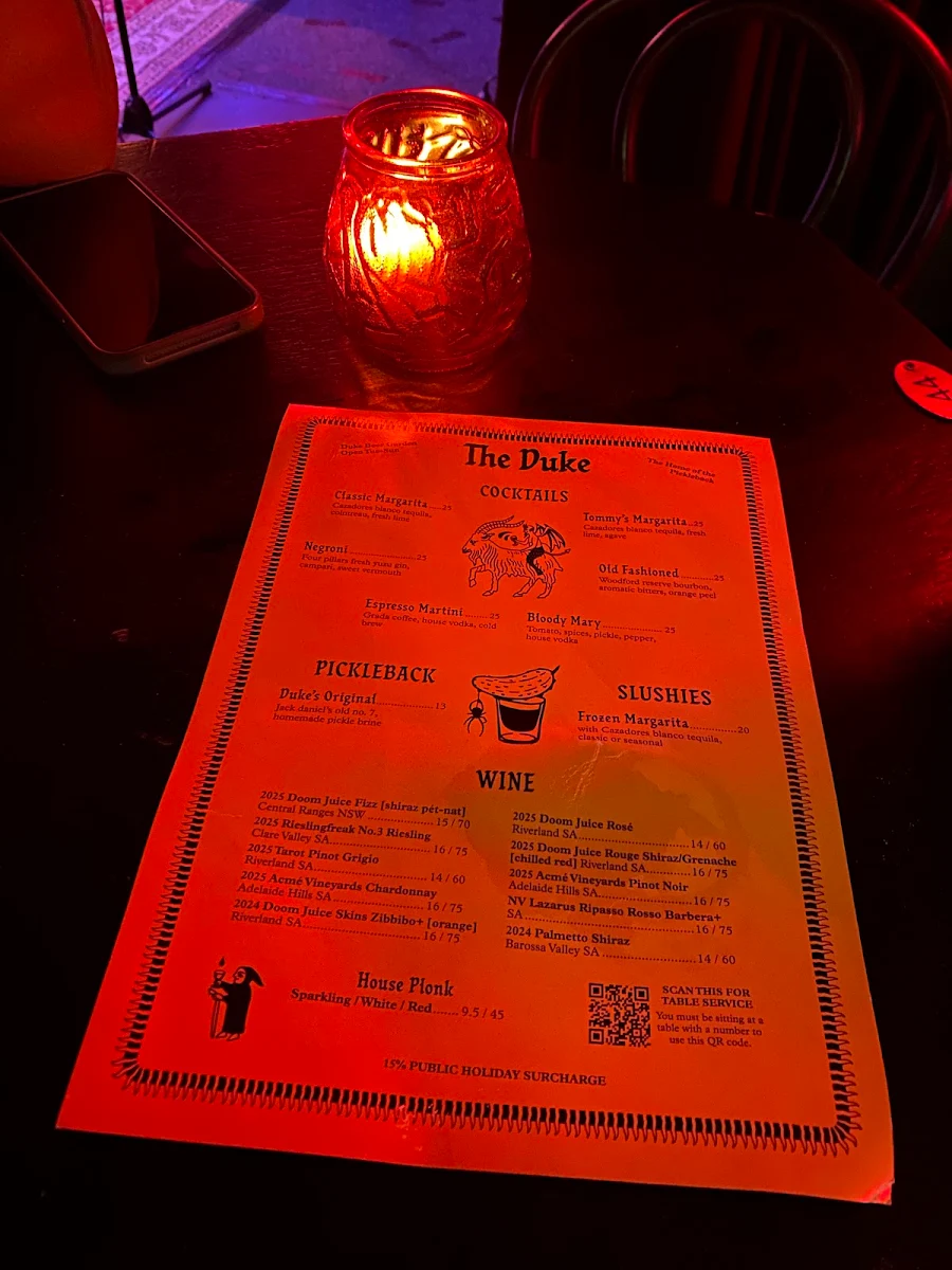 Menu, The Duke of Enmore