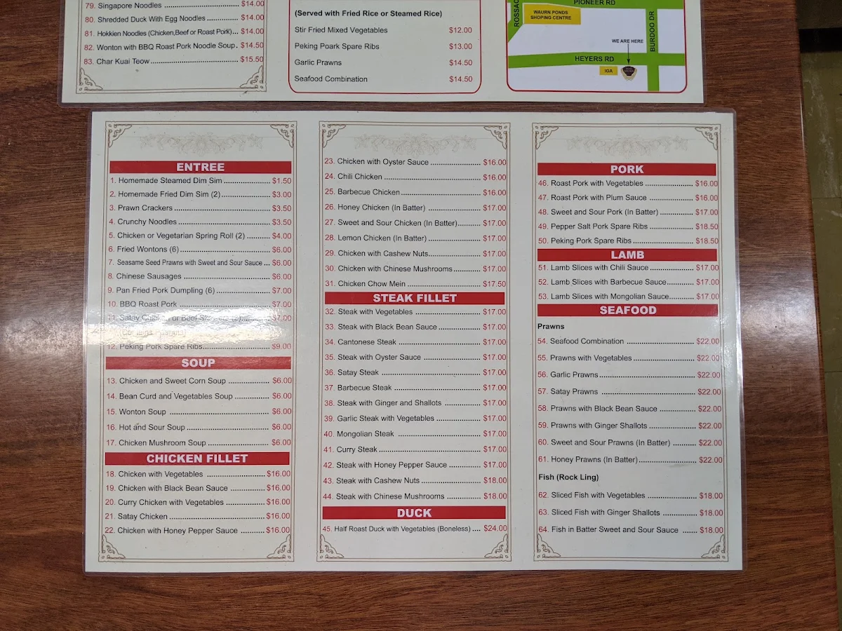 Menu, Wen's Kitchen
