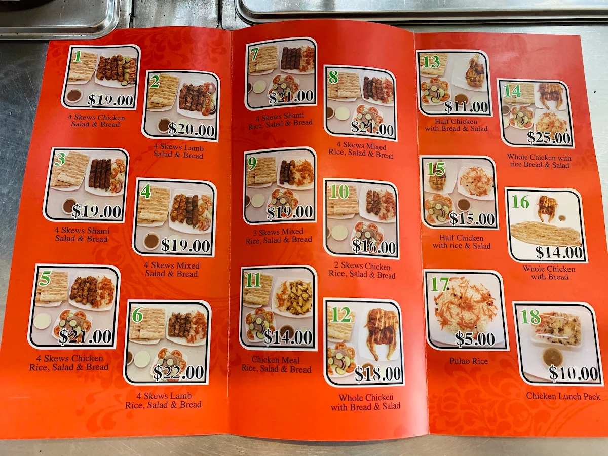 Menu, Sahar Takeaway Dandenong
