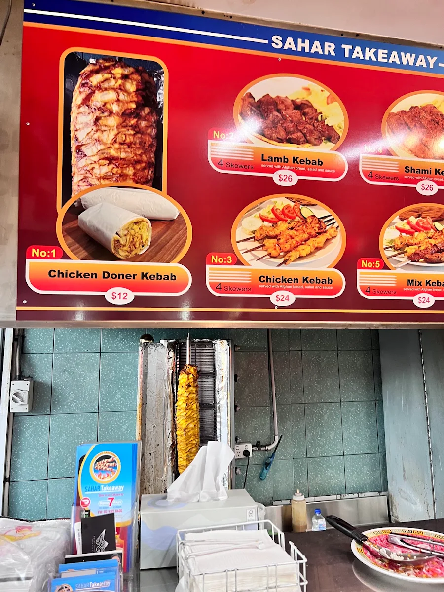 Menu, Sahar Takeaway Dandenong
