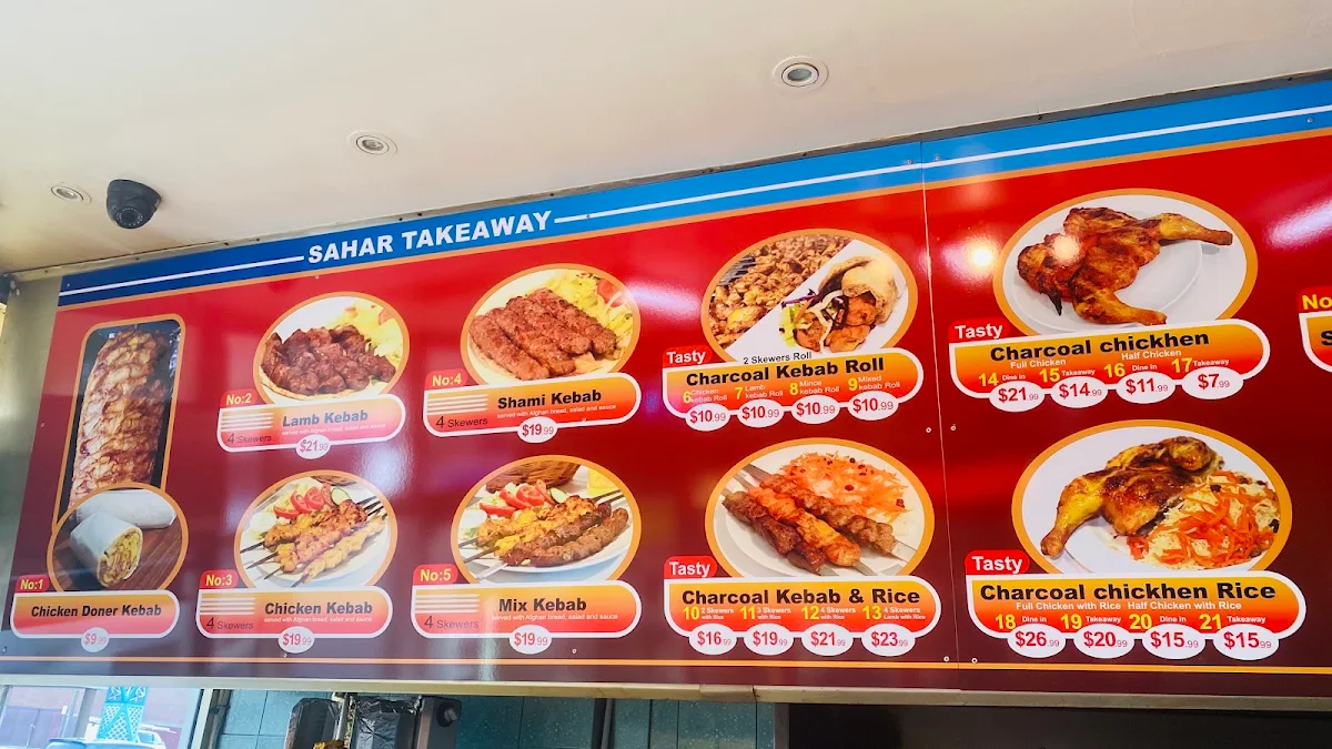 Menu, Sahar Takeaway Dandenong