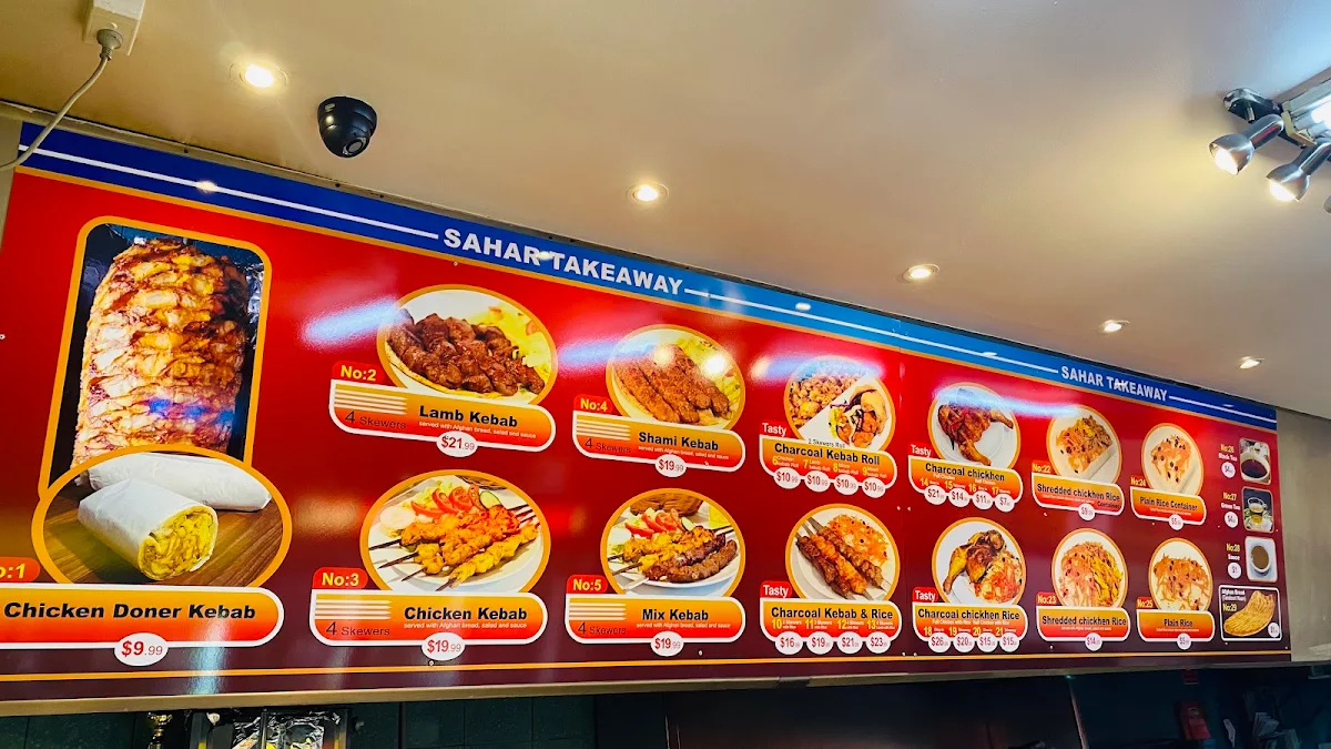 Menu, Sahar Takeaway Dandenong