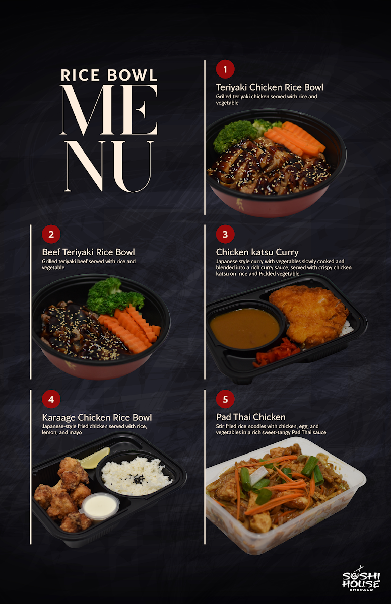 Menu, Sushi House Emerald - Central Highlands Marketplace