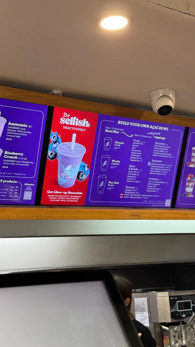 Menu, Oakberry Acai Circular Quay