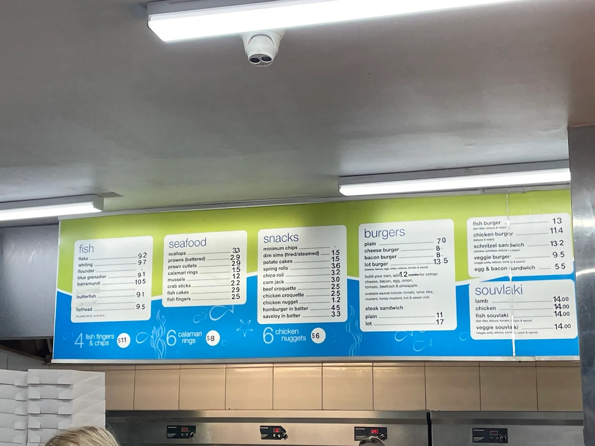 Menu, Captain K Fish & Chips