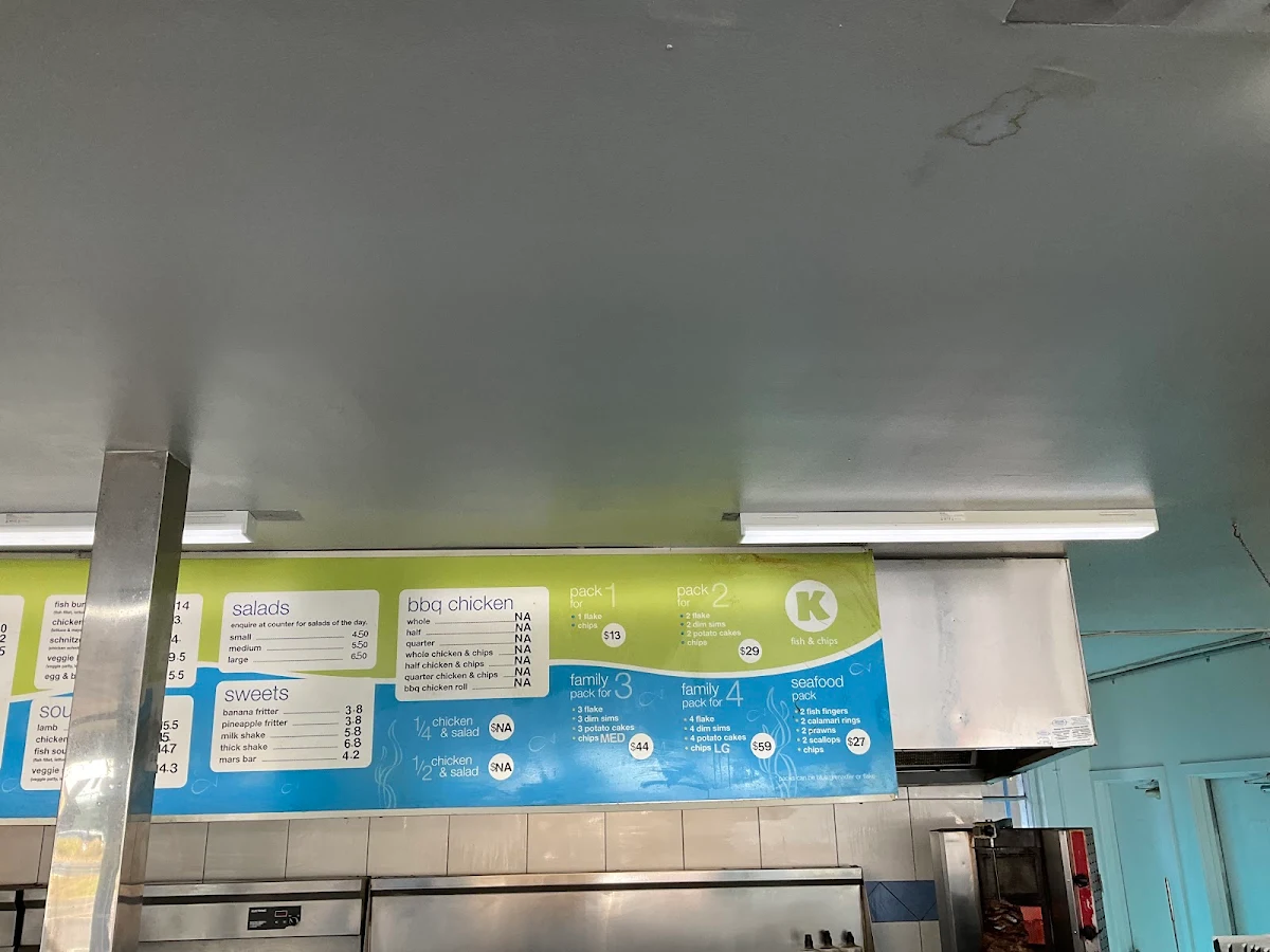 Menu, Captain K Fish & Chips