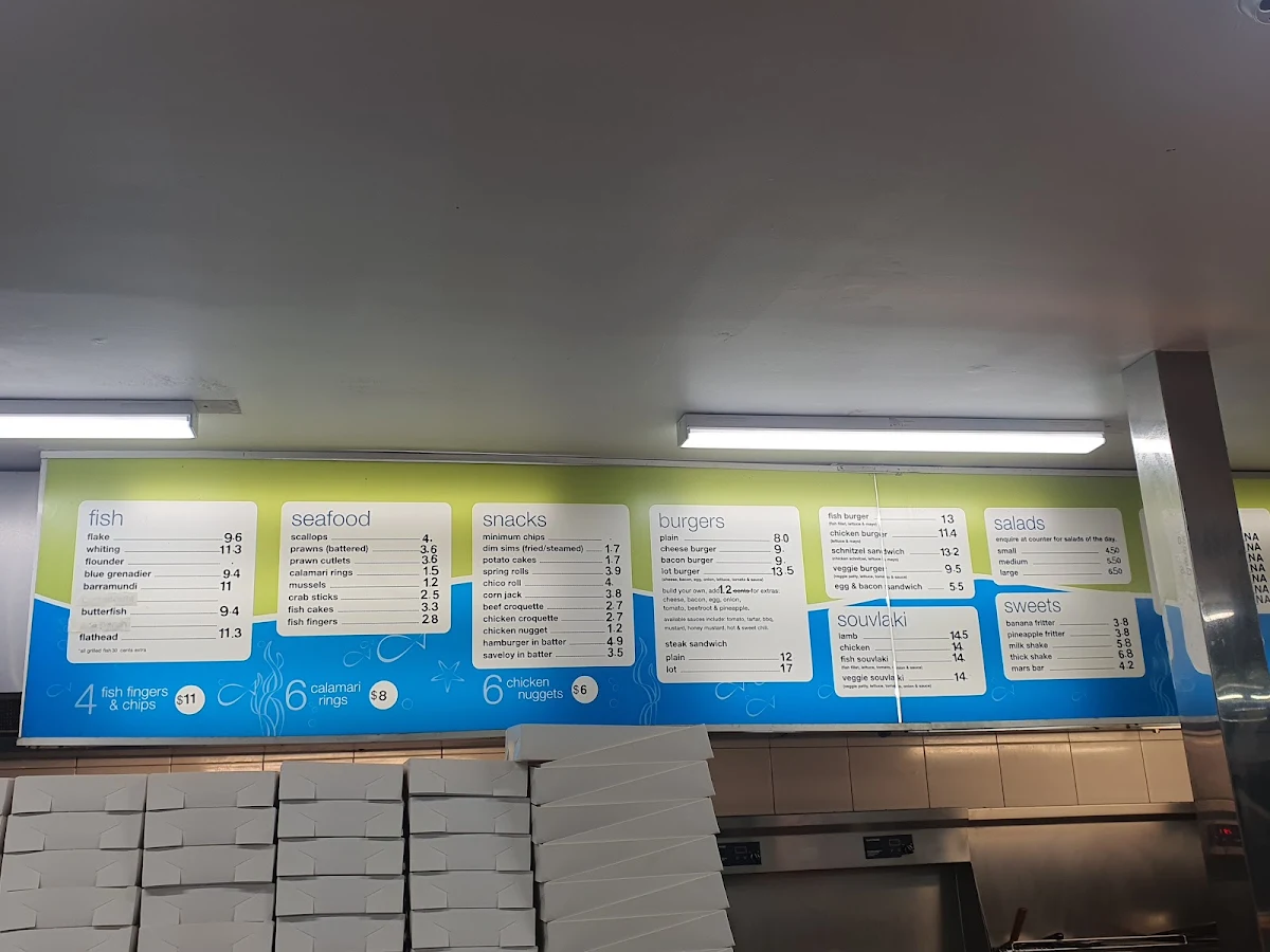 Menu, Captain K Fish & Chips