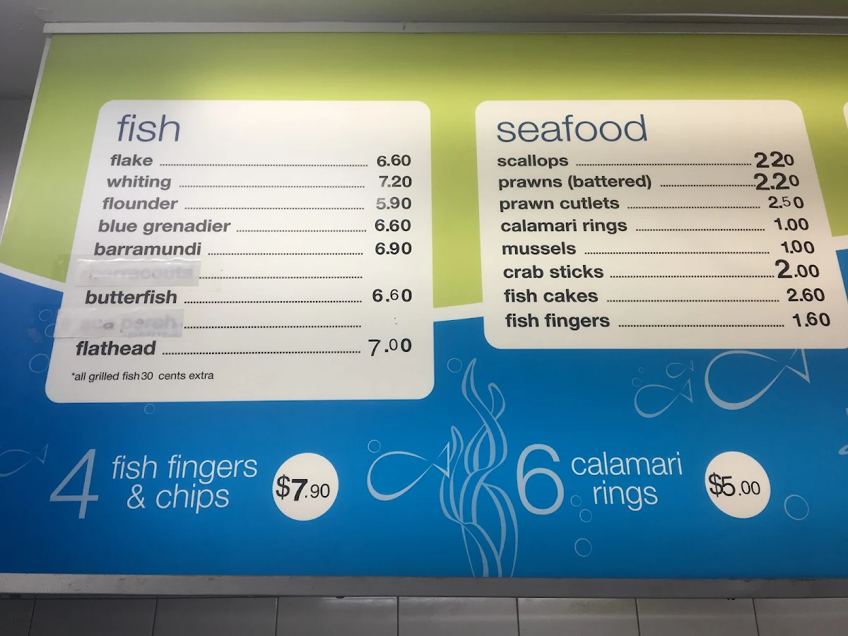 Menu, Captain K Fish & Chips