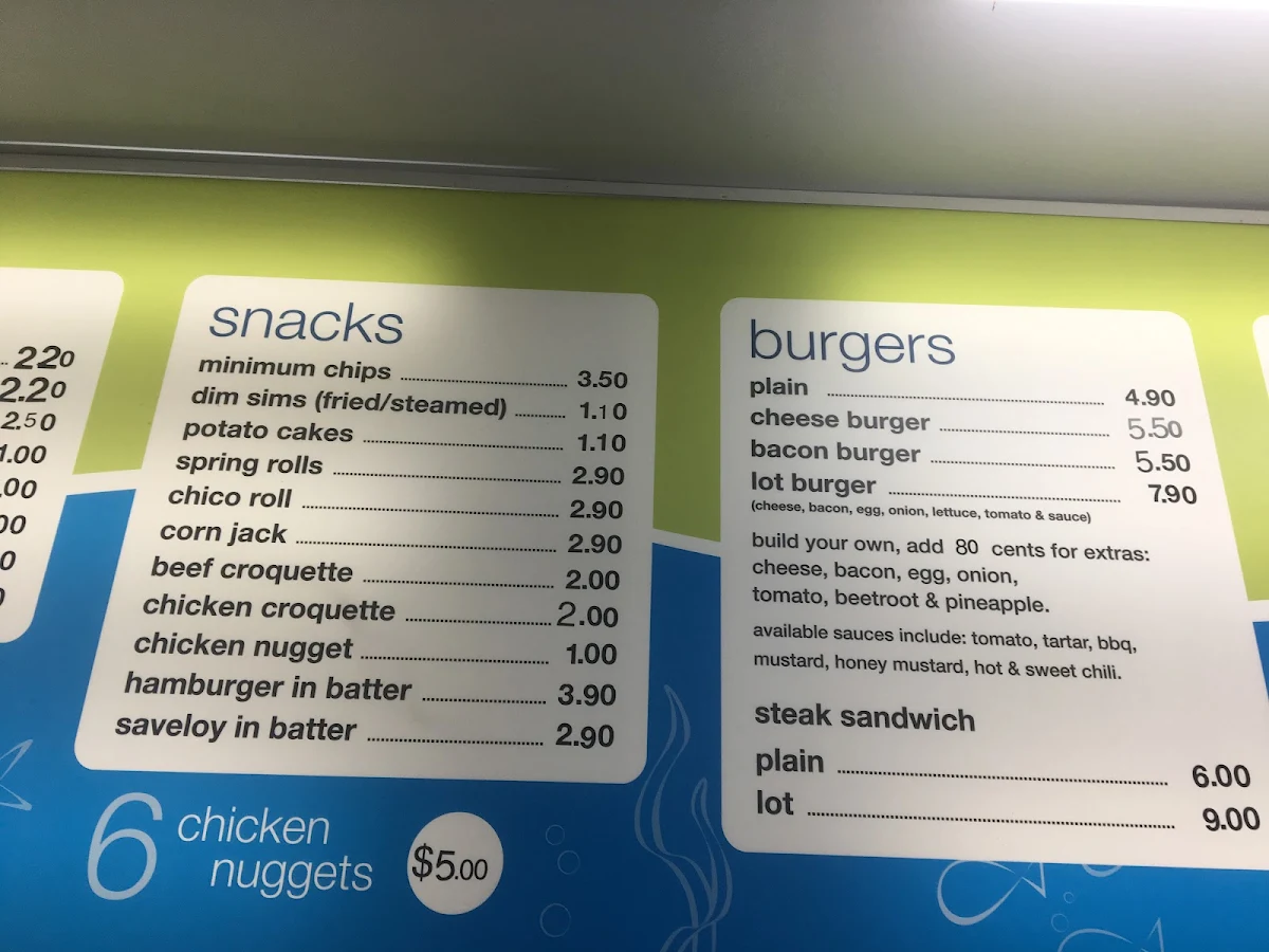 Menu, Captain K Fish & Chips