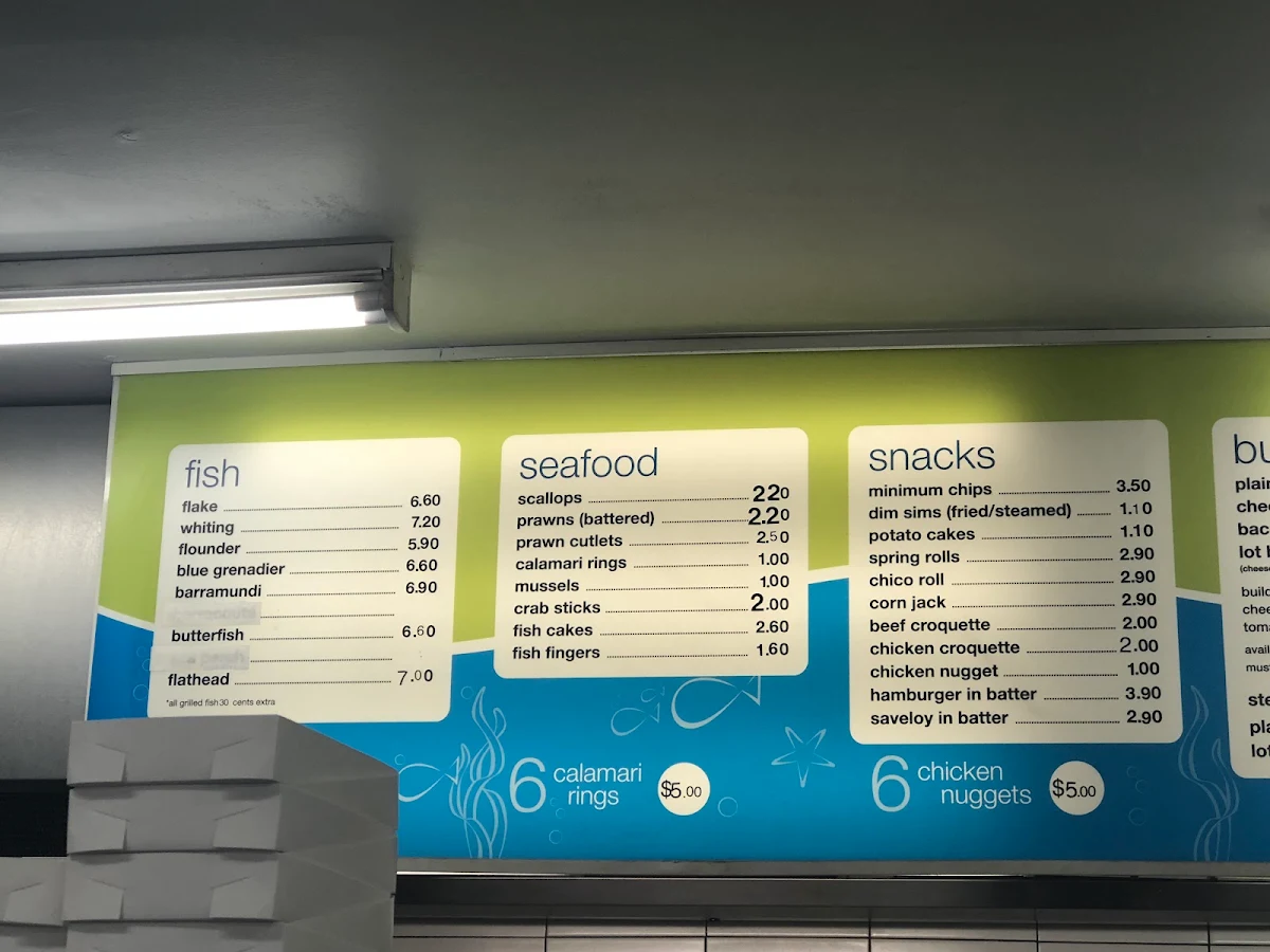 Menu, Captain K Fish & Chips