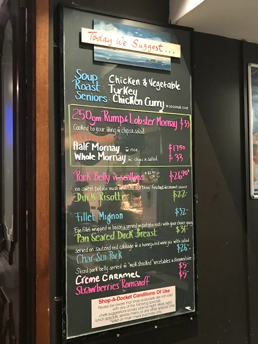 Menu, Seaford Hotel