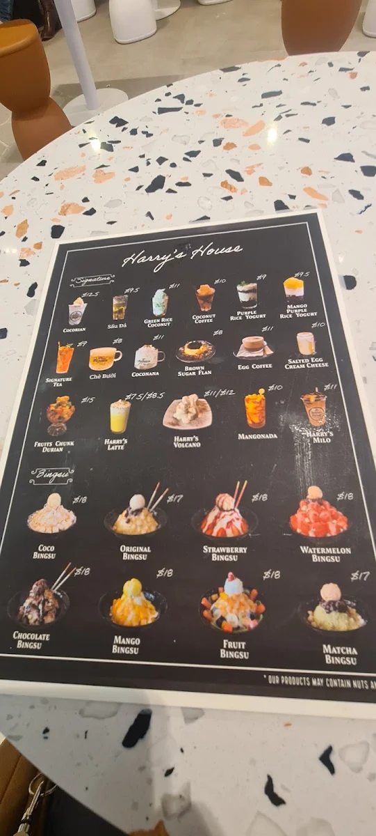 Menu, Harry's House Bankstown